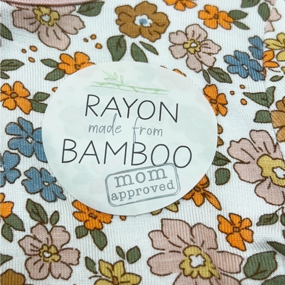 🌸 Milkberry Bamboo Neutral Florals Pajama Set 12M NWT - Picture 3 of 5